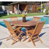 1.2m Teak Octagonal Folding Table with 2 Classic Folding Chairs & 2 Armchairs  - 0