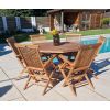 1.2m Teak Octagonal Folding Table with 6 Classic Folding Chairs / Armchairs - 3