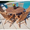 1.2m Teak Octagonal Folding Table with 6 Classic Folding Chairs / Armchairs - 4