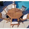 1.2m Teak Octagonal Folding Table with 6 Classic Folding Chairs / Armchairs - 11