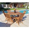 1.2m Teak Octagonal Folding Table with 6 Classic Folding Chairs / Armchairs - 0
