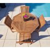1.2m Teak Octagonal Folding Table with 4 Marley Chairs / Armchairs - 1