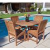 1m Teak Octagonal Folding Table with 4 Marley Chairs / Armchairs  - 0