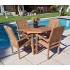 1m Teak Octagonal Folding Table with 4 Marley Chairs / Armchairs  - 2