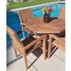 1m Teak Octagonal Folding Table with 4 Marley Chairs / Armchairs  - 3