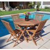 1m Teak Octagonal Folding Table with 4 Classic Folding Chairs / Armchairs - 0