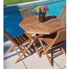 1m Teak Octagonal Folding Table with 4 Classic Folding Chairs / Armchairs - 1
