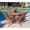 1m Teak Octagonal Folding Table with 4 Classic Folding Chairs / Armchairs - 2