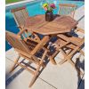 1m Teak Octagonal Folding Table with 4 Classic Folding Chairs / Armchairs - 4