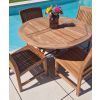 1.2m Teak Circular Folding Table with 4 Marley Chairs - 1