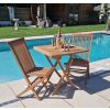 70cm Teak Square Folding Table with 2 Classic Folding Chairs / Armchairs - 0