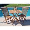 70cm Teak Square Folding Table with 2 Classic Folding Chairs / Armchairs - 1