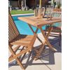 70cm Teak Square Folding Table with 2 Classic Folding Chairs / Armchairs - 3