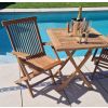 70cm Teak Square Folding Table with 2 Classic Folding Chairs / Armchairs - 5