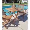 70cm Teak Square Folding Table with 2 Classic Folding Chairs / Armchairs - 6