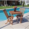 70cm Teak Square Fixed Table with 2 Classic Folding Chairs / Armchairs - 0