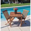 70cm Teak Square Fixed Table with 2 Classic Folding Chairs / Armchairs - 1