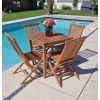 70cm Teak Square Fixed Table with 4 Classic Folding Chairs - 0