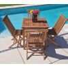 70cm Teak Square Fixed Table with 4 Classic Folding Chairs - 1
