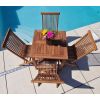 70cm Teak Square Fixed Table with 4 Classic Folding Chairs - 2