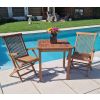 70cm Teak Square Fixed Table with 2 Classic Folding Chairs / Armchairs - 2