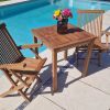 70cm Teak Square Fixed Table with 2 Classic Folding Chairs / Armchairs - 3