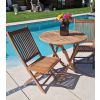 80cm Teak Circular Folding Table with 2 Kiffa Folding Chairs / Armchairs - 1