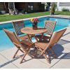 80cm Teak Circular Folding Table with 4 Kiffa Folding Chairs / Armchairs - 0