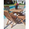 80cm Teak Circular Folding Table with 4 Kiffa Folding Chairs / Armchairs - 2
