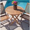80cm Teak Circular Folding Table with 2 Kiffa Folding Chairs / Armchairs - 4