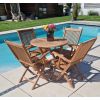 80cm Teak Circular Folding Table with 4 Kiffa Folding Chairs / Armchairs - 3