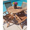 80cm Teak Circular Folding Table with 4 Kiffa Folding Chairs / Armchairs - 4