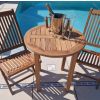 70cm Teak Circular Fixed Table with 2 Kiffa Folding Chairs / Armchairs - 2