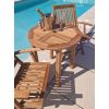 70cm Teak Circular Fixed Table with 2 Kiffa Folding Chairs / Armchairs - 5