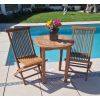 70cm Teak Circular Fixed Table with 2 Classic Folding Chairs / Armchairs - 0