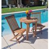 70cm Teak Circular Fixed Table with 2 Classic Folding Chairs / Armchairs - 1