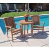 70cm Teak Circular Fixed Table with 2 Marley Chairs / Armchairs - 7