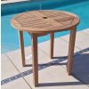 80cm Teak Circular Fixed Table - 1