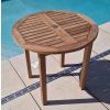80cm Teak Circular Fixed Table with 4 Kiffa Folding Chairs / Armchairs - 7