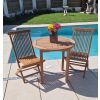 80cm Teak Circular Fixed Table with 2 Classic Folding Chairs - 1