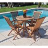 80cm Teak Circular Fixed Table with 2 Classic Folding Chairs & 2 Armchairs - 0