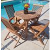 80cm Teak Circular Fixed Table with 2 Classic Folding Chairs & 2 Armchairs - 1