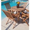 80cm Teak Circular Fixed Table with 4 Classic Folding Chairs / Armchairs - 4
