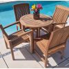 80cm Teak Circular Fixed Table with 2 Marley Chairs & 2 Marley Armchairs - 1