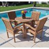 80cm Teak Circular Fixed Table with 4 Marley Chairs / Armchairs  - 4