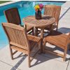 80cm Teak Circular Fixed Table with 4 Marley Chairs / Armchairs  - 1