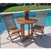 80cm Teak Circular Pedestal Table with 2 Classic Folding Chairs - 0