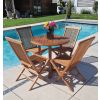 80cm Teak Circular Pedestal Table with 4 Classic Folding Chairs / Armchairs - 0