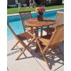 80cm Teak Circular Pedestal Table with 4 Classic Folding Chairs / Armchairs - 2