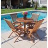 80cm Teak Circular Pedestal Table with 2 Classic Folding Chairs & 2 Armchairs - 0